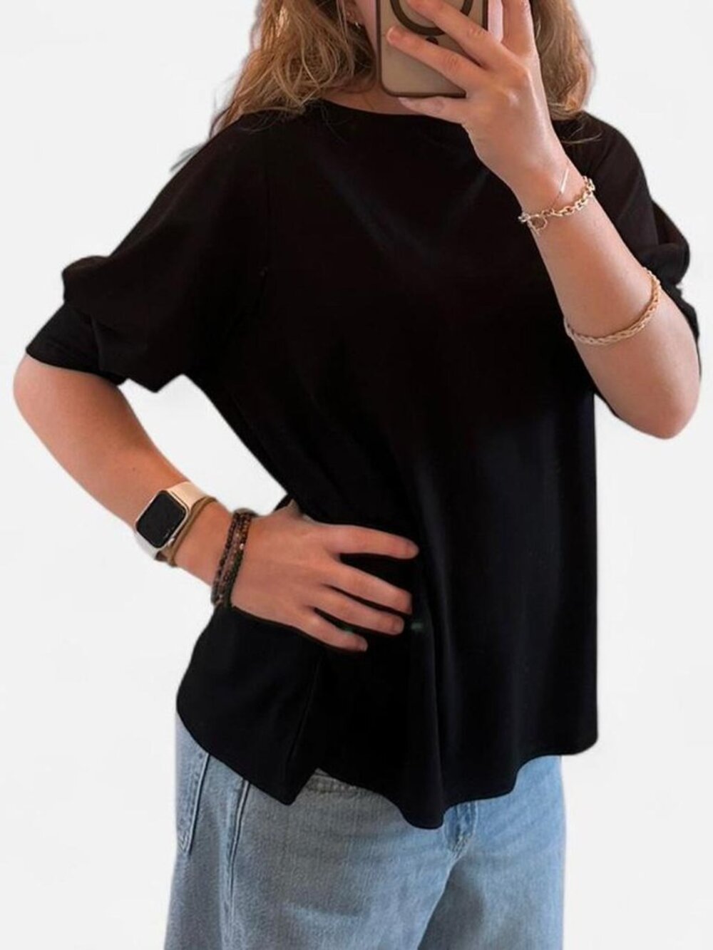 Black H&M blouse with cuffed sleeves